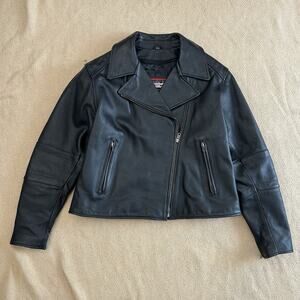 Vintage First Gear Leather Motorcycle Cropped Riding Jacket With Liner XL